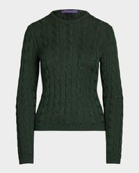 High Shine Cable Knit Crewneck Sweater