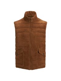 Men's South Kent Quilted Suede Vest - Country Brown - Size XXL