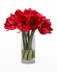 Amaryllis Faux-Floral Arrangement in Vase