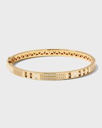 18k Yellow Gold Baguette and Pave Diamond Bangle with Topaz