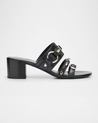 City Leather Block-Heel Sandals
