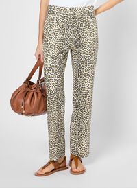 Gerard Darel - Jean droit en coton mélangé imprimé - Taille 46 - Marron