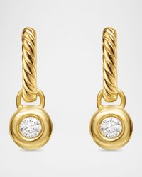 Petite Modern Cable Huggie Drop Earrings in 18K Gold with Diamonds, 18.5mm