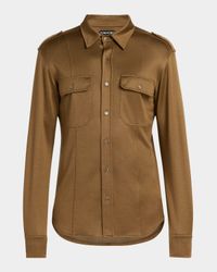 Men's Silk-Blend Military Shirt