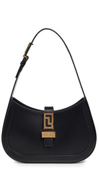 Versace Small Hobo Calf Leather Shoulder Bag Optical White/Versace Gold One Size