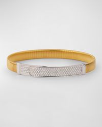 18K Yellow Gold Coil and Pavé Diamond Large Bangle Bracelet