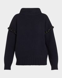 Gene Crystal-Shoulder Oversized Wool Sweater