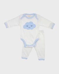 Boy's Sleepy Time Cloud Cotton Coverall w/ Leggings, Size 0-12M