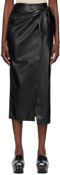 Nanushka Black Carola Vegan Leather Midi Skirt