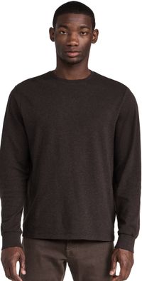 FRAME Duo Fold Long Sleeve Crew Heather Espresso L