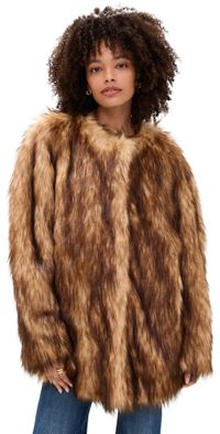 A. L.C. Bria Faux Fur Coat Brown XS