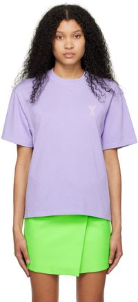 AMI Paris T-shirt mauve à logo Ami de cœur exclusif à SSENSE