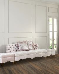Valentina Sofa, Ottoman, and Marble-Top Side Table