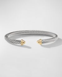 Cable Bracelet in Silver with 14K Gold, 5mm