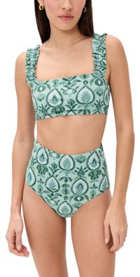 Hill House Home The Teagan Bikini Set Green Palm Ikat XS