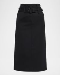 Belted Kickback Midi Skirt