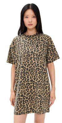 ANINE BING Beth Mini Dress Black and Brown Leopard XS