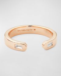 Ottoline Rose Gold Open Band Ring with 2 Gypsy-Set Baguette Diamonds