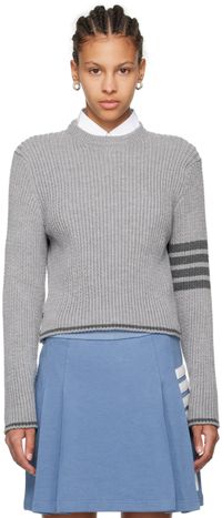 Thom Browne Gray 4-Bar Sweater