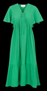 Ba&sh - Robe Col V ample en gaze de coton - Taille 3 - Vert