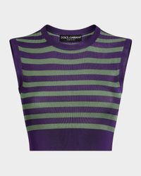 Striped Rib Crop Tank Top