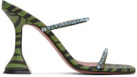 Amina Muaddi Green Gilda Slipper Heeled Sandals