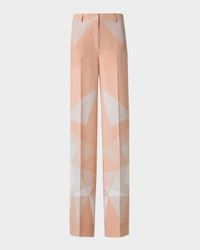 Melin Chiaroscuro-Print Straight-Leg Silk Crepe Pants