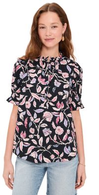 Apiece Apart Los Altos Top GARDEN FLORAL MIDNIGHT XS