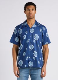 Minimum - Chemise col cubain imprimée en coton - Taille XL - Bleu