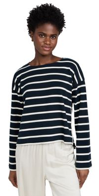 La Ligne Breton Long Sleeve Tee Navy/Ecru XL