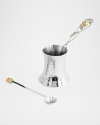Pomegranate Silver & Gold Coffee Pot with Spoon