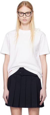 SHUSHU/TONG White Beaded Floral T-shirt