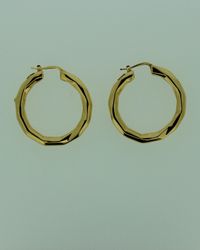 18k Yellow Gold Oro Faceted Hoops 38mm