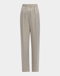 Micro Jacquard Straight-Leg Pull-On Trousers