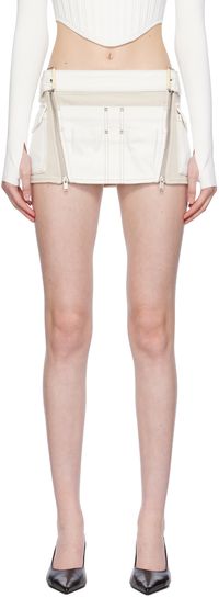 Dion Lee White & Beige Toolbelt Denim Miniskirt