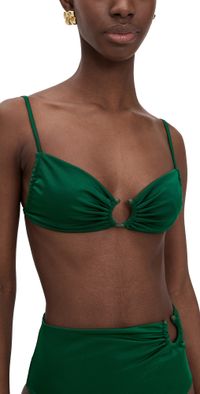Johanna Ortiz Sumatra Green Tangle Up Bikini Top Dark Green XL
