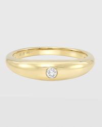 14k Gold Diamond Dome Band, Size 7-8