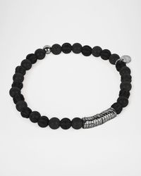 Men's Classic Discs Black Agate Beaded Bracelet