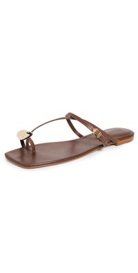 Schutz Elysa Flat Sandals Pecan Brown 6