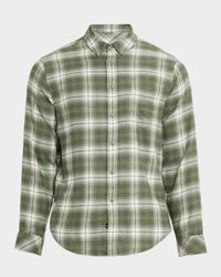 Men's Lennox Brushed Cotton Plaid Button-Down Shirt with Pocket