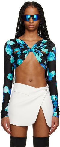 Coperni Blue & Black Draped Long Sleeve T-Shirt