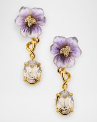 Pansy Lucite Crystal Drop Post Earrings