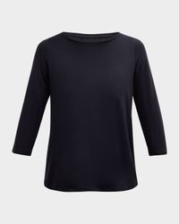 Soft Touch 3/4-Sleeve Pleat Back Crewneck Tee