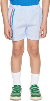 Bonmot Organic Enfant | Short bleu à rayures latérales