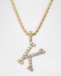 18K Yellow Gold Large Diamond K Necklace, 2.94tcw/18"