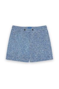 Apnee - Short de bain imprimé ceinture plate à boutons et fermeture éclair - Taille 2XL - Bleu