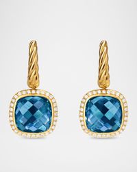 Albion Drop Earrings with Gemstones and Diamonds in 18K Gold, 10mm