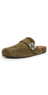 Tory Burch Mellow Mules Wild Olive/Silver 8.5