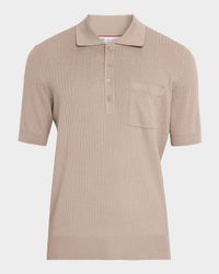 Men's Cotton Textured Rib-Knit Polo Shirt