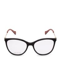 Women's Metal Wave 53MM Cate Eye Optical Sunglasses - Shiny Black